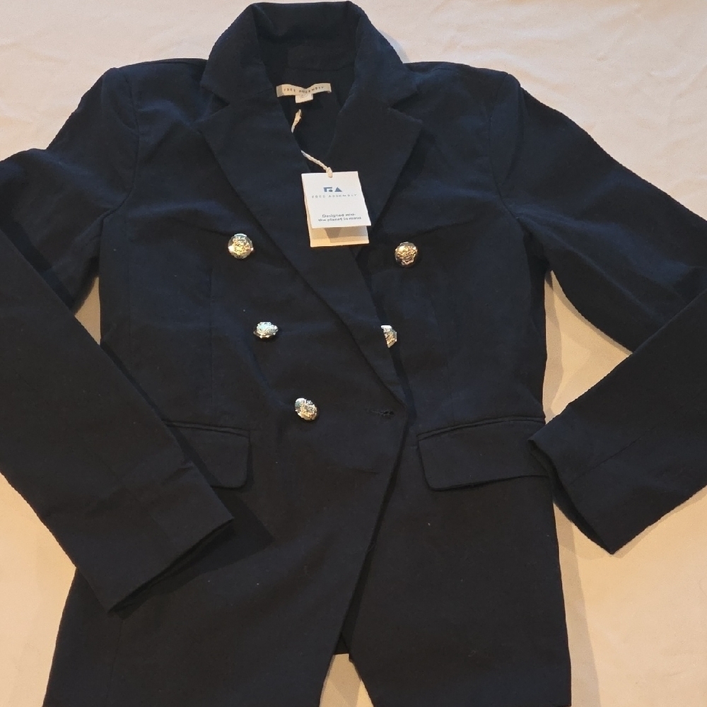 Elegant Navy Blazer with Silver Buttons